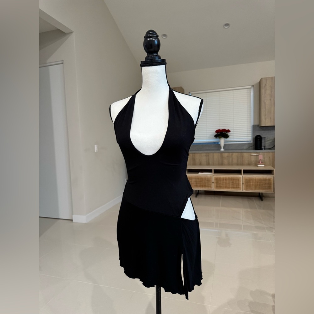 I AM GIA XS BLACK HALTER MINI DRESS